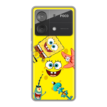 Силиконовый чехол на Xiaomi Poco X6 Neo с принтом Спанч боб Спанчбоб Силиконовый чехол на Xiaomi Poco X6 Neo с принтом Спанч боб Спанчбоб