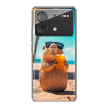 Силиконовый чехол на Xiaomi Poco X6 Neo с принтом Капибара