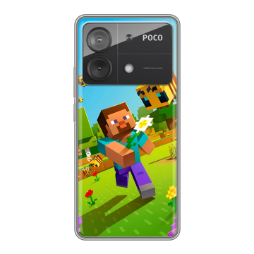 Силиконовый чехол на Xiaomi Poco X6 Neo с принтом Майнкрафт Minecraft