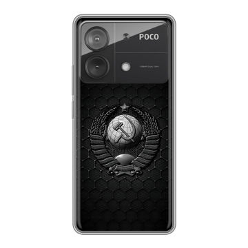 Силиконовый чехол на Xiaomi Poco X6 Neo с принтом Герб Флаг СССР