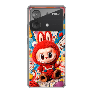 Силиконовый чехол на Xiaomi Poco X6 Neo с принтом Labubu Лабубу Силиконовый чехол на Xiaomi Poco X6 Neo с принтом Labubu Лабубу