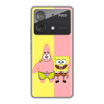 Силиконовый чехол на Xiaomi Poco X6 Neo с принтом Спанч боб Спанчбоб Силиконовый чехол на Xiaomi Poco X6 Neo с принтом Спанч боб Спанчбоб