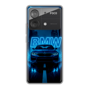 Силиконовый чехол на Xiaomi Poco X6 Neo с принтом BMW БМВ Силиконовый чехол на Xiaomi Poco X6 Neo с принтом BMW БМВ