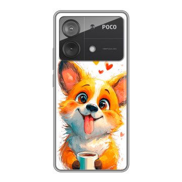 Силиконовый чехол на Xiaomi Poco X6 Neo с принтом корги Силиконовый чехол на Xiaomi Poco X6 Neo с принтом корги