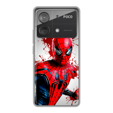 Силиконовый чехол на Xiaomi Poco X6 Neo с принтом Spiderman Человек паук Силиконовый чехол на Xiaomi Poco X6 Neo с принтом Spiderman Человек паук