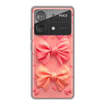Силиконовый чехол на Xiaomi Poco X6 Neo с принтом Розовые бантики Силиконовый чехол на Xiaomi Poco X6 Neo с принтом Розовые бантики