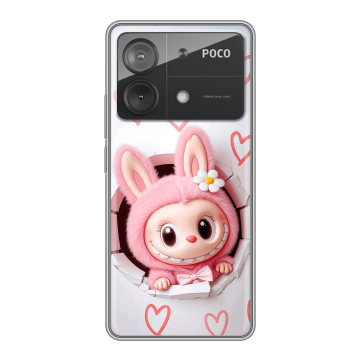 Силиконовый чехол на Xiaomi Poco X6 Neo с принтом Labubu Лабубу