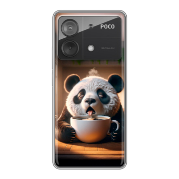 Силиконовый чехол на Xiaomi Poco X6 Neo с принтом смешная панда Силиконовый чехол на Xiaomi Poco X6 Neo с принтом смешная панда