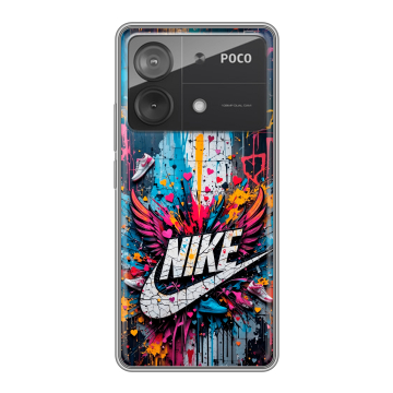 Силиконовый чехол на Xiaomi Poco X6 Neo с принтом Nike Найк Силиконовый чехол на Xiaomi Poco X6 Neo с принтом Nike Найк