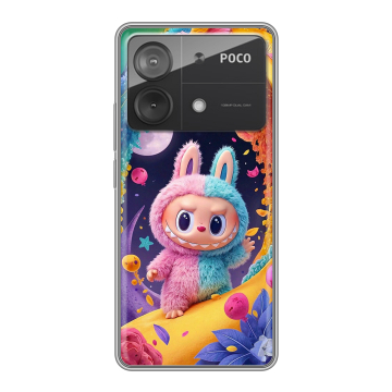 Силиконовый чехол на Xiaomi Poco X6 Neo с принтом Labubu Лабубу Силиконовый чехол на Xiaomi Poco X6 Neo с принтом Labubu Лабубу