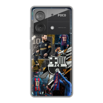 Силиконовый чехол на Xiaomi Poco X6 Neo с принтом Messi Barcelona Силиконовый чехол на Xiaomi Poco X6 Neo с принтом Messi Barcelona