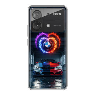 Силиконовый чехол на Xiaomi Poco X6 Neo с принтом BMW БМВ Силиконовый чехол на Xiaomi Poco X6 Neo с принтом BMW БМВ