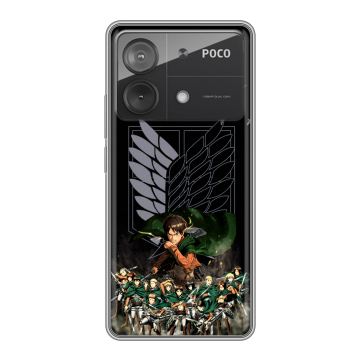 Силиконовый чехол на Xiaomi Poco X6 Neo с принтом Атака титанов Силиконовый чехол на Xiaomi Poco X6 Neo с принтом Атака титанов