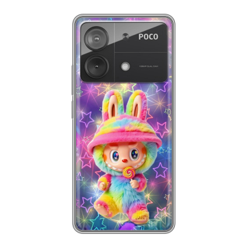 Силиконовый чехол на Xiaomi Poco X6 Neo с принтом Labubu Лабубу Силиконовый чехол на Xiaomi Poco X6 Neo с принтом Labubu Лабубу