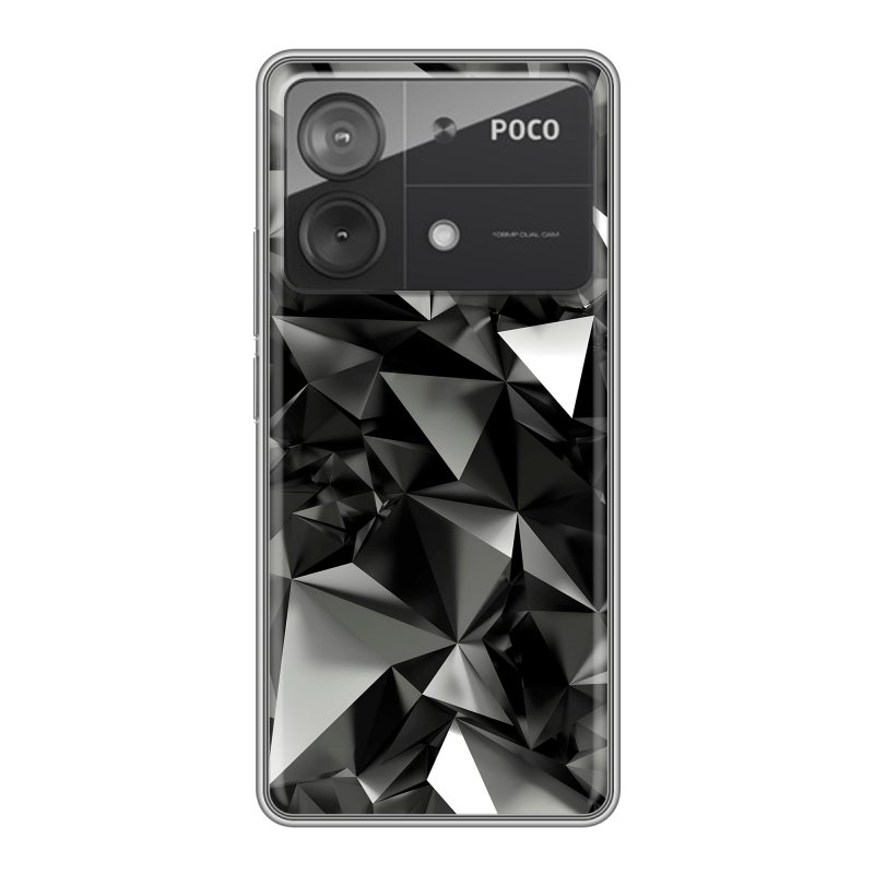 Силиконовый чехол на Xiaomi Poco X6 Neo с принтом Черные кристаллы Силиконовый чехол на Xiaomi Poco X6 Neo с принтом Черные кристаллы
