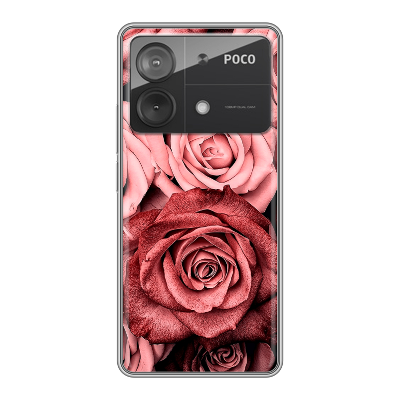 Силиконовый чехол на Xiaomi Poco X6 Neo с принтом Цветы розы Силиконовый чехол на Xiaomi Poco X6 Neo с принтом Цветы розы