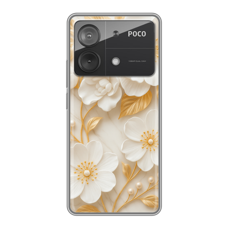 Силиконовый чехол на Xiaomi Poco X6 Neo с принтом Цветы Силиконовый чехол на Xiaomi Poco X6 Neo с принтом Цветы
