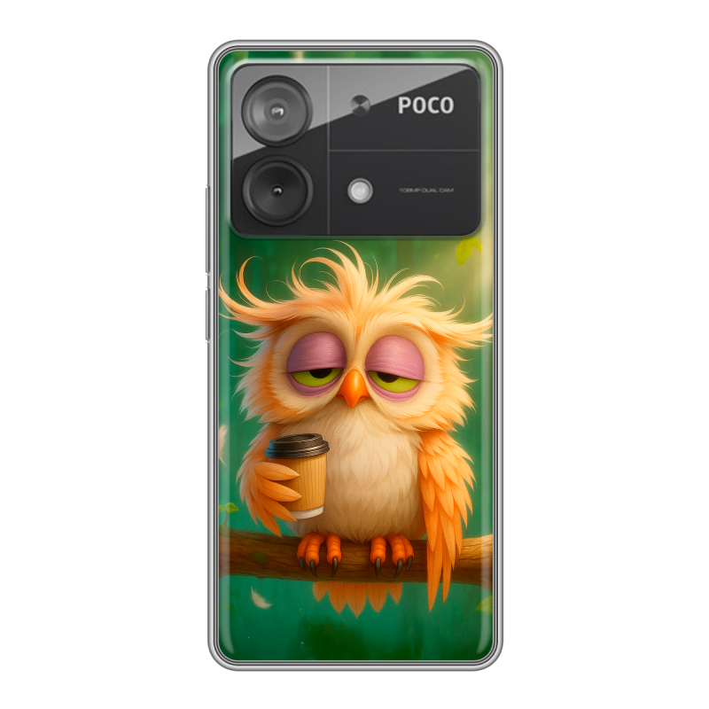 Силиконовый чехол на Xiaomi Poco X6 Neo с принтом сова Силиконовый чехол на Xiaomi Poco X6 Neo с принтом сова