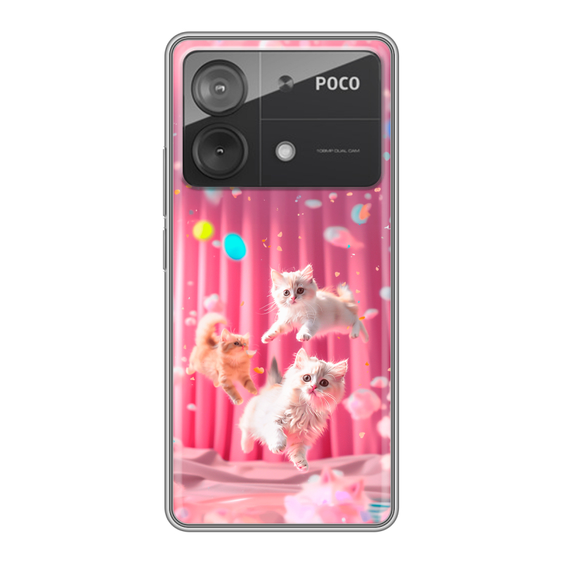 Силиконовый чехол на Xiaomi Poco X6 Neo с принтом милые котики Силиконовый чехол на Xiaomi Poco X6 Neo с принтом милые котики