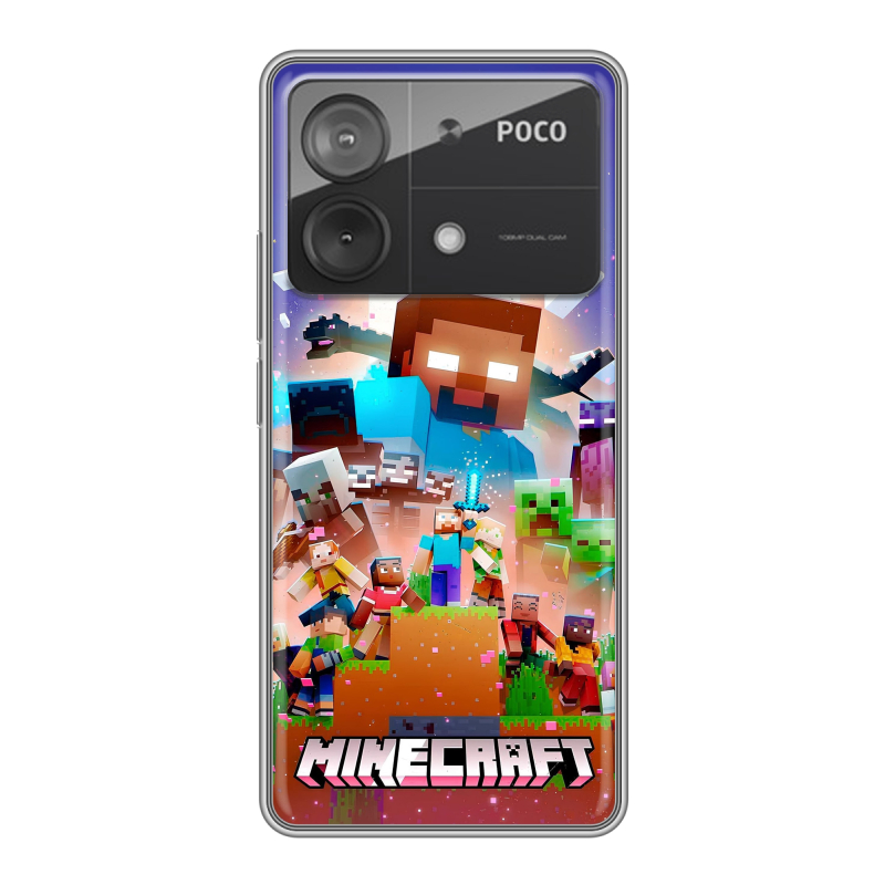 Силиконовый чехол на Xiaomi Poco X6 Neo с принтом Майнкрафт Minecraft Силиконовый чехол на Xiaomi Poco X6 Neo с принтом Майнкрафт Minecraft