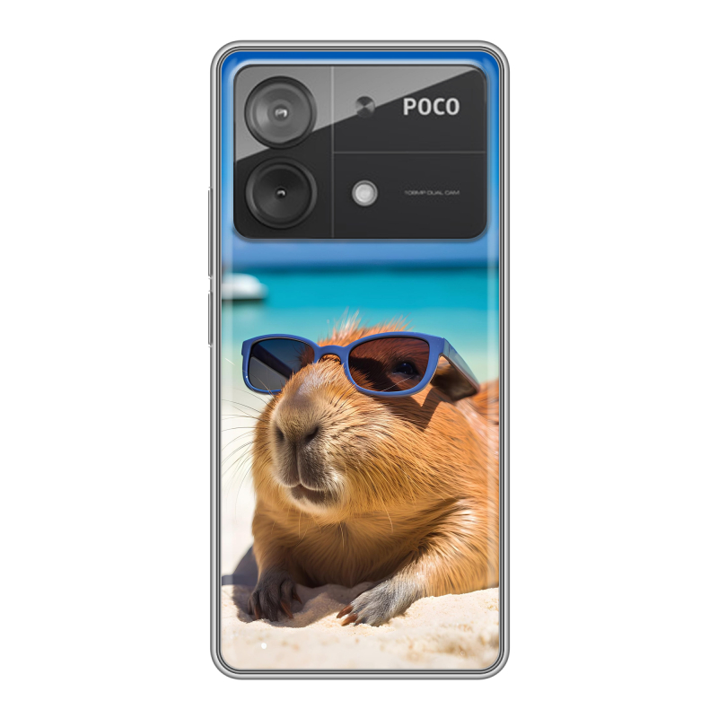 Силиконовый чехол на Xiaomi Poco X6 Neo с принтом Капибара Силиконовый чехол на Xiaomi Poco X6 Neo с принтом Капибара