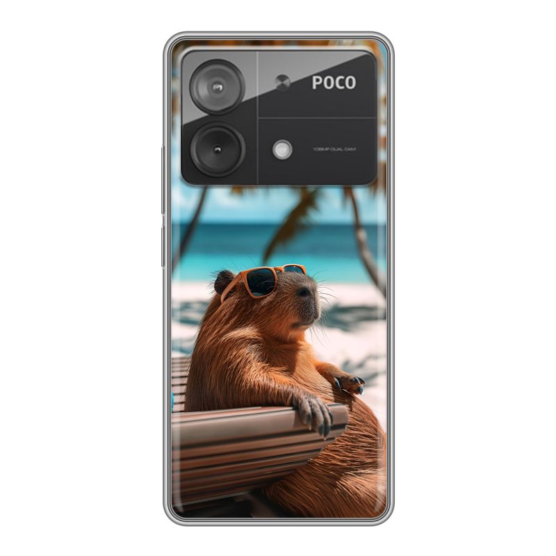 Силиконовый чехол на Xiaomi Poco X6 Neo с принтом Капибара Силиконовый чехол на Xiaomi Poco X6 Neo с принтом Капибара