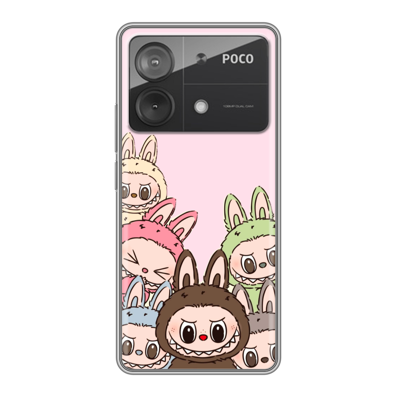 Силиконовый чехол на Xiaomi Poco X6 Neo с принтом Лабубу Силиконовый чехол на Xiaomi Poco X6 Neo с принтом Лабубу