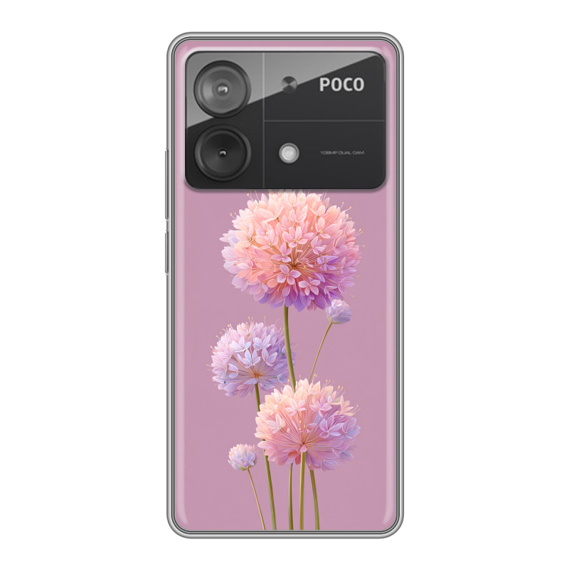 Силиконовый чехол на Xiaomi Poco X6 Neo с принтом Цветы Силиконовый чехол на Xiaomi Poco X6 Neo с принтом Цветы