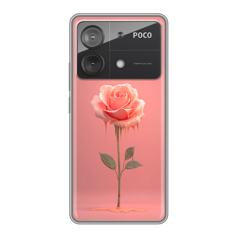 Силиконовый чехол на Xiaomi Poco X6 Neo с принтом Розовая роза Силиконовый чехол на Xiaomi Poco X6 Neo с принтом Розовая роза