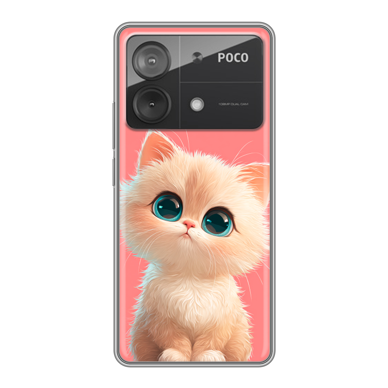 Силиконовый чехол на Xiaomi Poco X6 Neo с принтом Розовый котенок Силиконовый чехол на Xiaomi Poco X6 Neo с принтом Розовый котенок