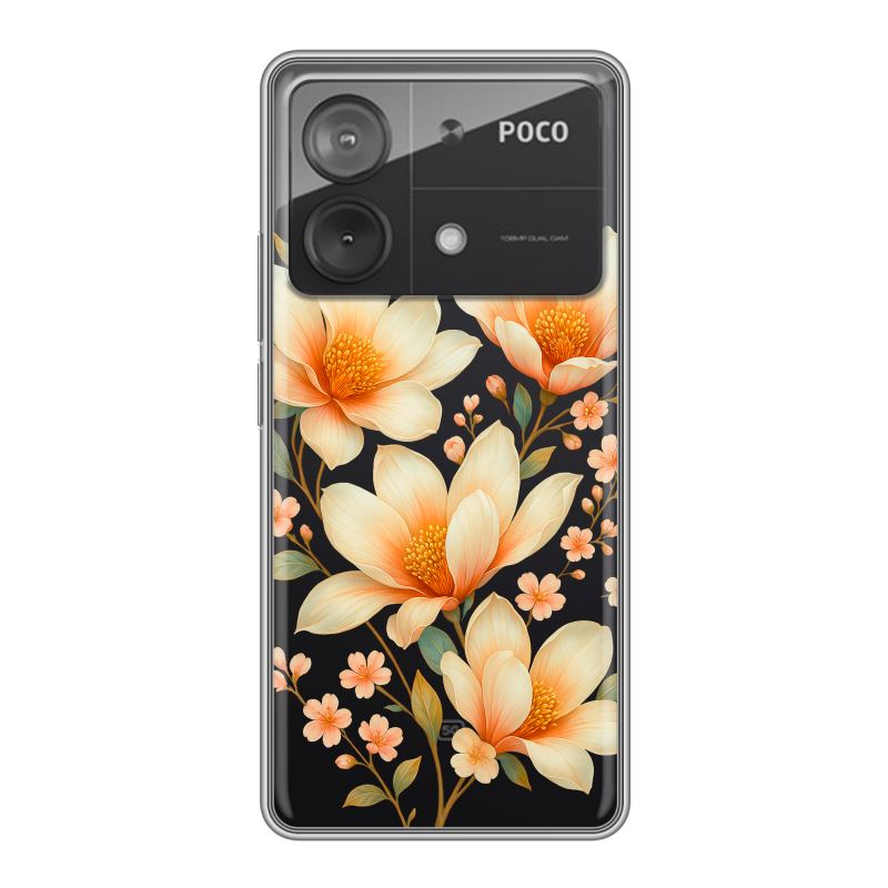 Силиконовый чехол на Xiaomi Poco X6 Neo с принтом Цветы Силиконовый чехол на Xiaomi Poco X6 Neo с принтом Цветы
