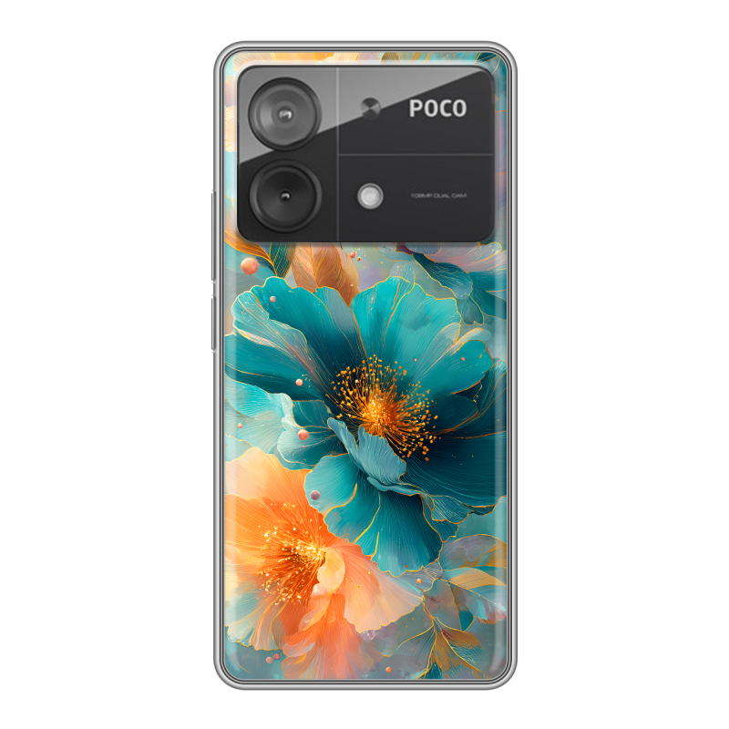 Силиконовый чехол на Xiaomi Poco X6 Neo с принтом Цветы Силиконовый чехол на Xiaomi Poco X6 Neo с принтом Цветы