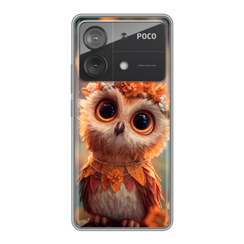 Силиконовый чехол на Xiaomi Poco X6 Neo с принтом Милая сова Силиконовый чехол на Xiaomi Poco X6 Neo с принтом Милая сова
