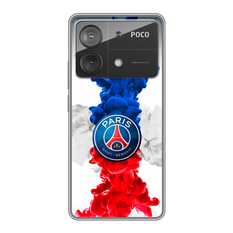 Силиконовый чехол на Xiaomi Poco X6 Neo с принтом PSG ПСЖ Силиконовый чехол на Xiaomi Poco X6 Neo с принтом PSG ПСЖ