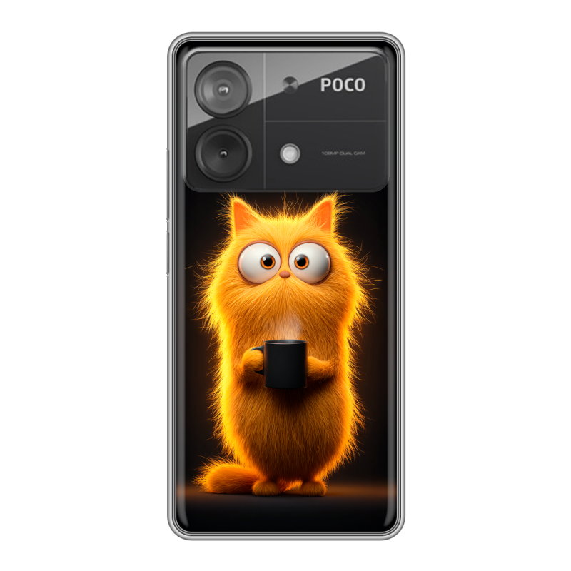 Силиконовый чехол на Xiaomi Poco X6 Neo с принтом Смешной кот Силиконовый чехол на Xiaomi Poco X6 Neo с принтом Смешной кот