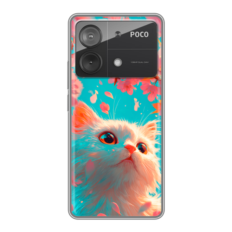 Силиконовый чехол на Xiaomi Poco X6 Neo с принтом Красивый кот Силиконовый чехол на Xiaomi Poco X6 Neo с принтом Красивый кот