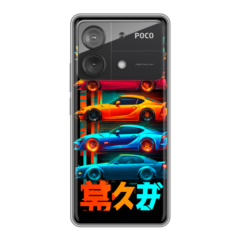 Силиконовый чехол на Xiaomi Poco X6 Neo с принтом машины тачки Силиконовый чехол на Xiaomi Poco X6 Neo с принтом машины тачки