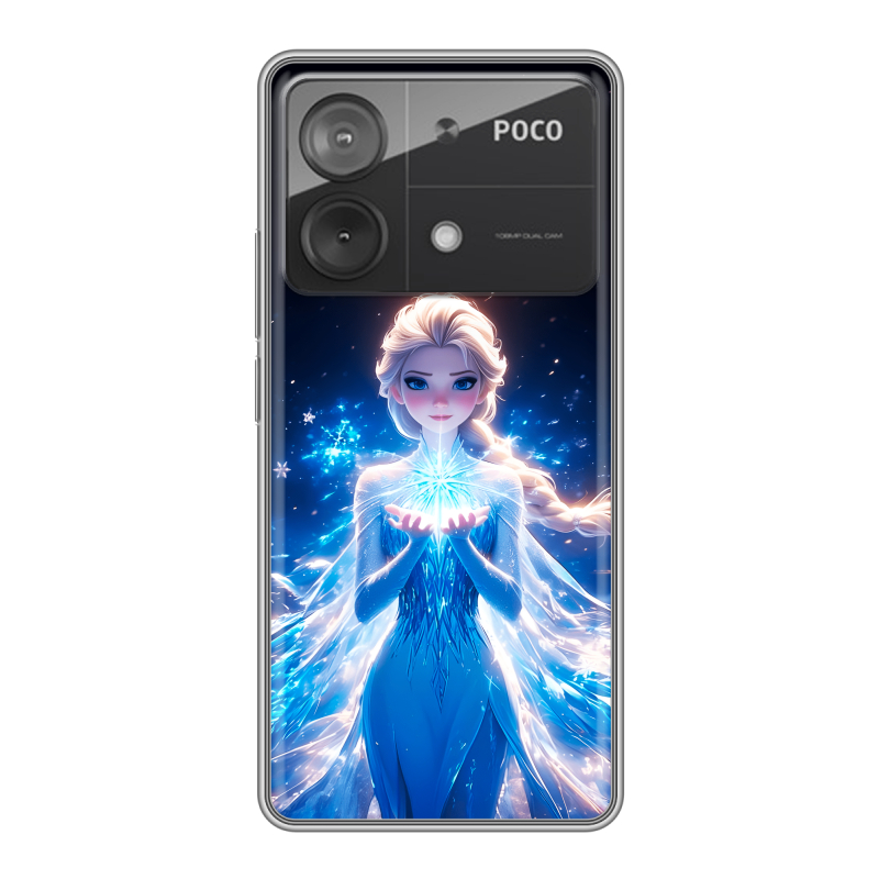 Силиконовый чехол на Xiaomi Poco X6 Neo с принтом Холодное сердце Frozen Силиконовый чехол на Xiaomi Poco X6 Neo с принтом Холодное сердце Frozen