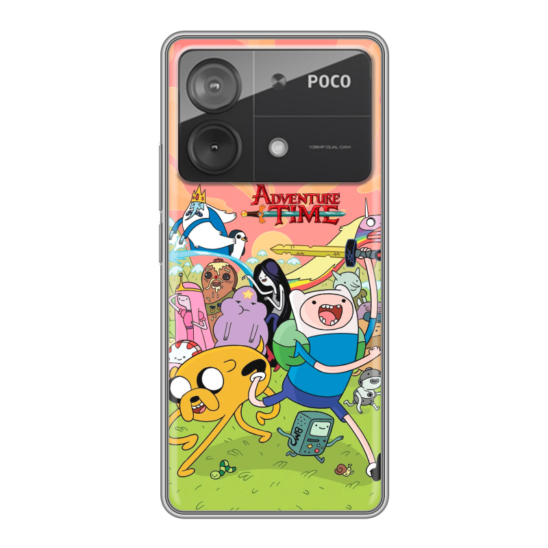 Силиконовый чехол на Xiaomi Poco X6 Neo с принтом Adventure time Время приключений Силиконовый чехол на Xiaomi Poco X6 Neo с принтом Adventure time Время приключений
