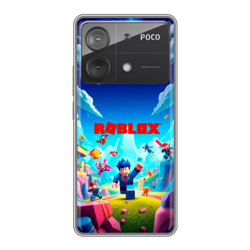 Силиконовый чехол на Xiaomi Poco X6 Neo с принтом Roblox Роблокс Силиконовый чехол на Xiaomi Poco X6 Neo с принтом Roblox Роблокс