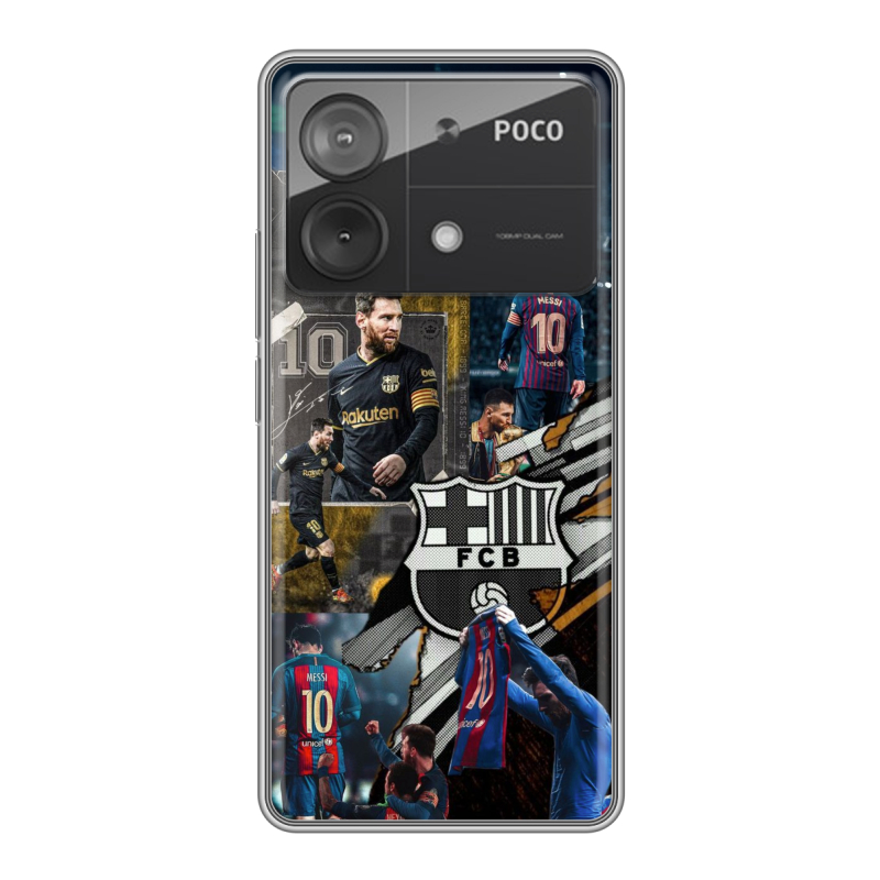 Силиконовый чехол на Xiaomi Poco X6 Neo с принтом Messi Barcelona Силиконовый чехол на Xiaomi Poco X6 Neo с принтом Messi Barcelona