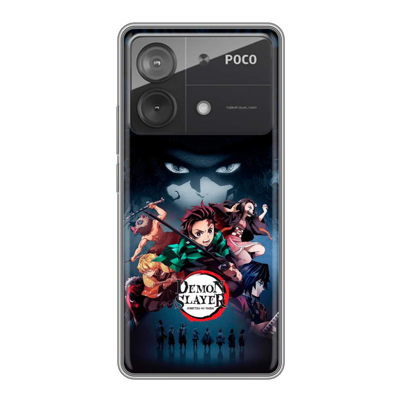 Силиконовый чехол на Xiaomi Poco X6 Neo с принтом Demon Slayer Клинок рассекающий демонов Силиконовый чехол на Xiaomi Poco X6 Neo с принтом Demon Slayer Клинок рассекающий демонов