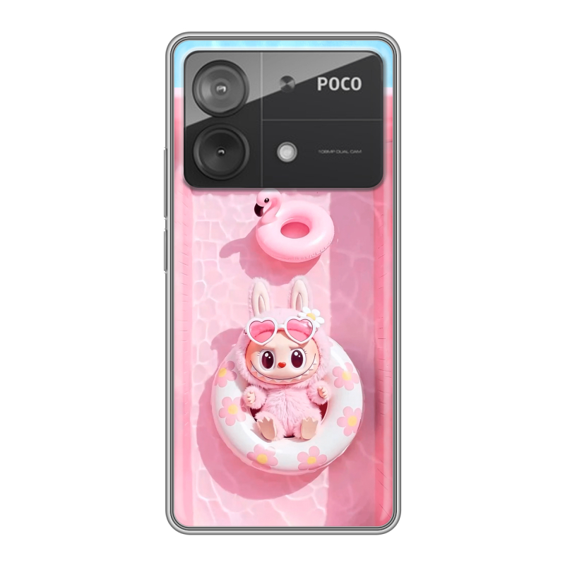 Силиконовый чехол на Xiaomi Poco X6 Neo с принтом Labubu Лабубу Силиконовый чехол на Xiaomi Poco X6 Neo с принтом Labubu Лабубу
