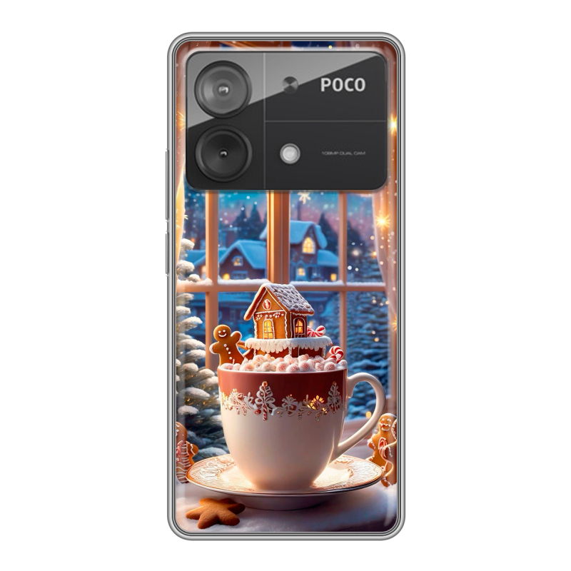 Силиконовый чехол на Xiaomi Poco X6 Neo с принтом Новый год Силиконовый чехол на Xiaomi Poco X6 Neo с принтом Новый год