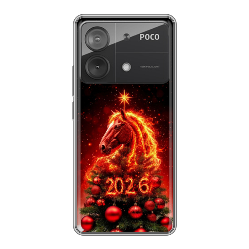 Силиконовый чехол на Xiaomi Poco X6 Neo с принтом Новый год Силиконовый чехол на Xiaomi Poco X6 Neo с принтом Новый год