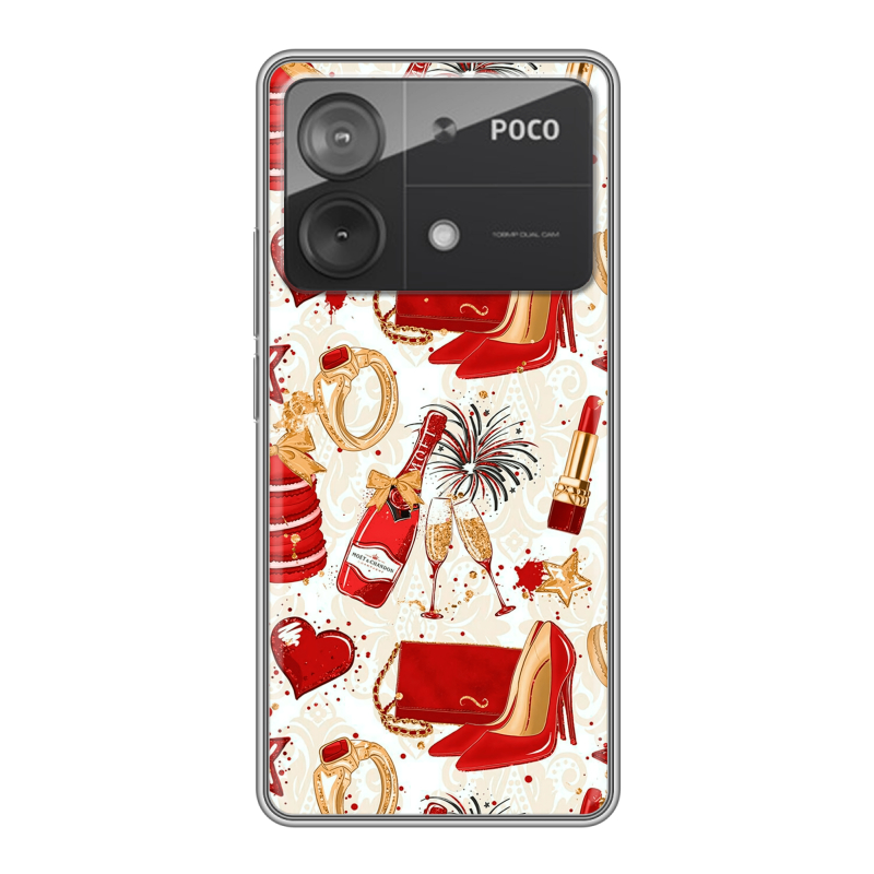 Силиконовый чехол на Xiaomi Poco X6 Neo с принтом Новый год Силиконовый чехол на Xiaomi Poco X6 Neo с принтом Новый год