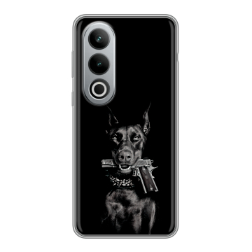 Силиконовый чехол на Oneplus Ace 3V с принтом Доберман и пистолет Силиконовый чехол на Oneplus Ace 3V с принтом Доберман и пистолет