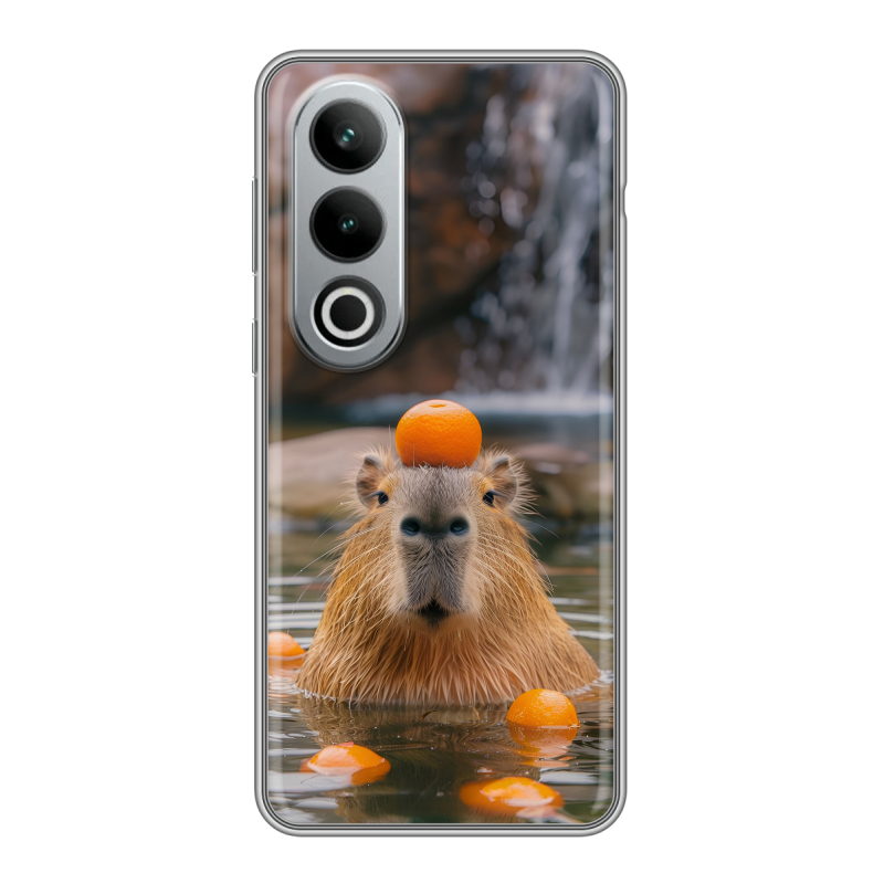 Силиконовый чехол на Oneplus Ace 3V с принтом Капибара с апельсином Силиконовый чехол на Oneplus Ace 3V с принтом Капибара с апельсином