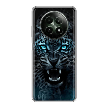Силиконовый чехол на Realme 12 5G с принтом Темный леопард Силиконовый чехол на Realme 12 5G с принтом Темный леопард