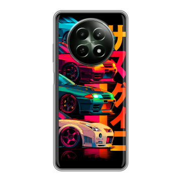 Силиконовый чехол на Realme 12 5G с принтом Гоночные машины
